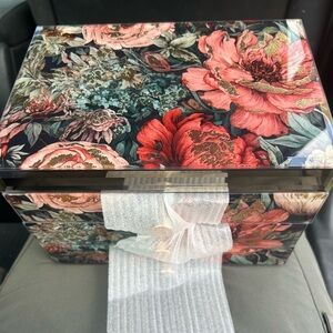 Floral Glass Jewelry Box with Velvet Interior 3 Layer